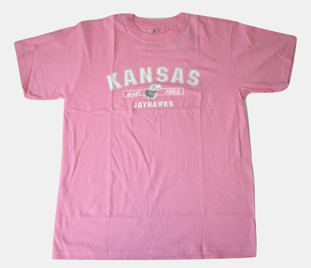 J. America Adult Kansas Jayhawks Est 1865 Pink Shirt New M, L, XL