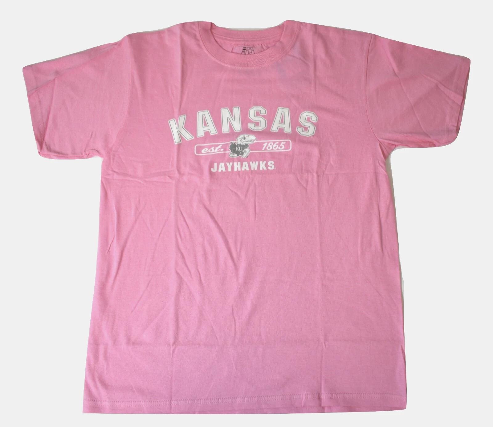 

J. America Adult Kansas Jayhawks Est 1865 Pink Shirt New M, L, XL S
