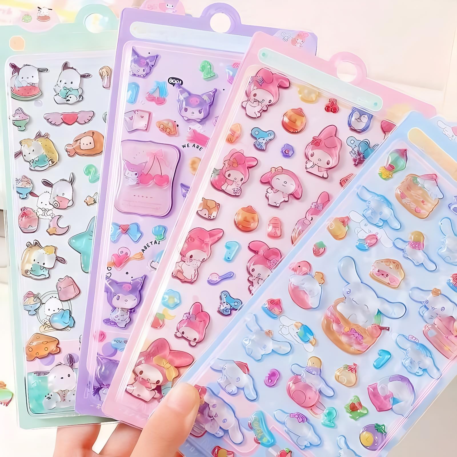 

Honlackfu 3D Sticker Set 4 Pieces Puffy Cute Decorative Stickers for Girls Christmas Birthday Gifts Craft Phone Notebook Journal DIY Removable