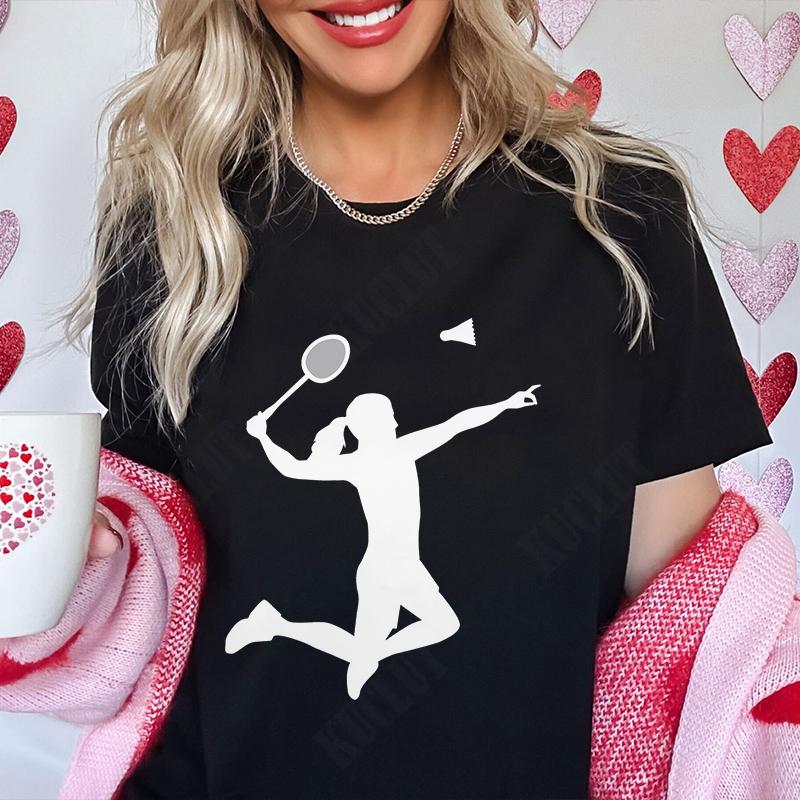 T Shirt for Women Unisex Funny Badminton Player TShirt Casual Short Sleeve O Neck Tshirts Badminton Team Tee Unisex Streetwear