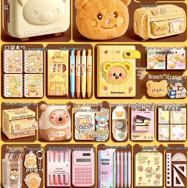 Butterbär Briefpapier Geschenkbox: Zurück zur Schule Set für Kinder, Kindergarten-Abschluss, Geburtstags-Souvenir für Mädchen.