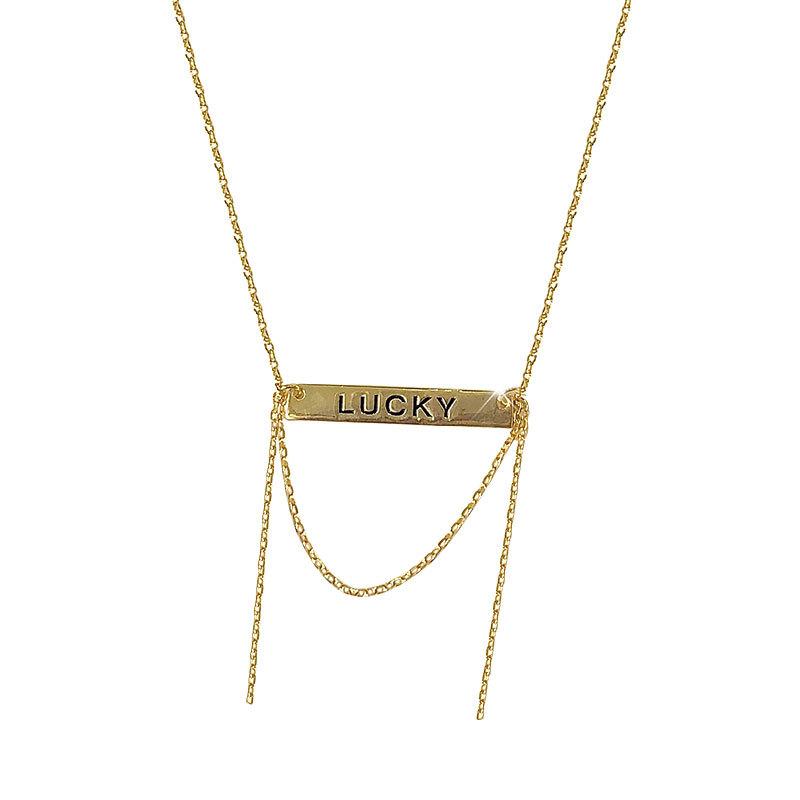 LUCKY Lucky Card Chain Tassel Necklace Versatile Personality Women's Clarbone Chain Women
