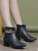 Shoetopia Bottines Courtes à Talon Épais pour Femme avec Semelle Antidérapante, Bottines de Cheville Tendance Confortables | Semelle Intérieure Souple Amortie | Pour Usage Décontracté, Soirée & Hiver