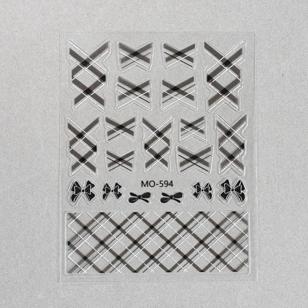 Celebrity Sweetheart Plaid Nail Stickers: Red, Pink, Black Bow for a Luxurious Feel