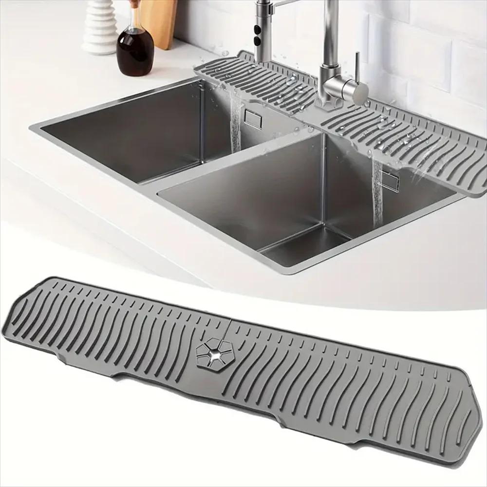 Non-Slip Sink Faucet Mat Foldable Faucet Drain Pad Kitchen Silicone Faucet Mat  Bathroom