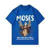 Men's 100% Cotton Crew Neck Short Sleeve T-Shirt, Funny Moses Tablet Cloud Data Print Casual Graphic Tee, Comfortable Breathable Summer Tops for Daily