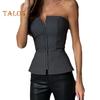 Dámské sexy tubusové topy Bandeau topy bez rukávů Zapínání na zip Slim Fit Jednobarevné topy na párty Streetwear