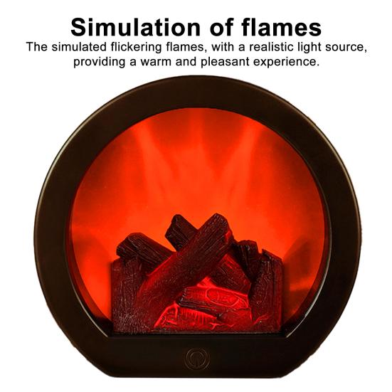 LED Flame Effect Lantern Retro Tabletop Fireplace Decor with Realistic Flickering Light Indoor Outdoor Lantern