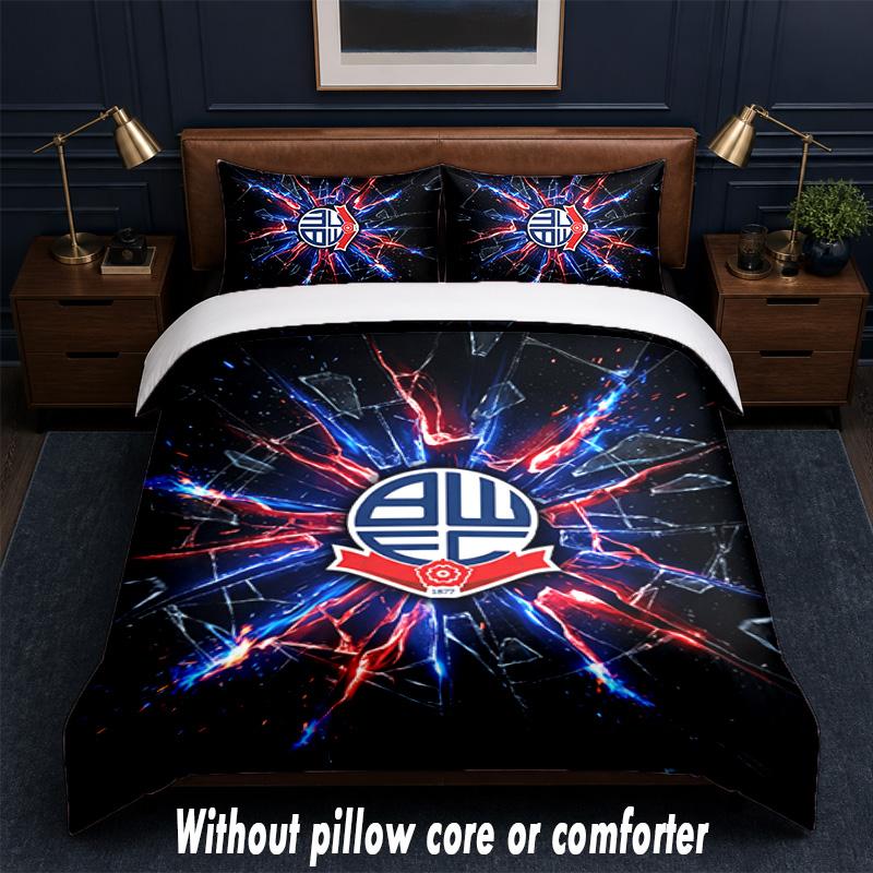 Set Biancheria da Letto Bolton Wanderers FC 1 Copripiumino + 2 Federe Morbido Traspirante Biancheria da Letto per la Casa