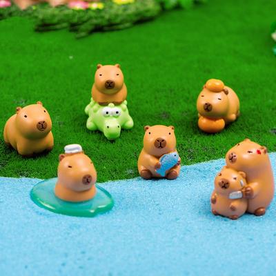 8pcs/Set Capybara Figurine Animals Model Mini Kapibare Action Figures Toy Home Decoration Kids Gift
