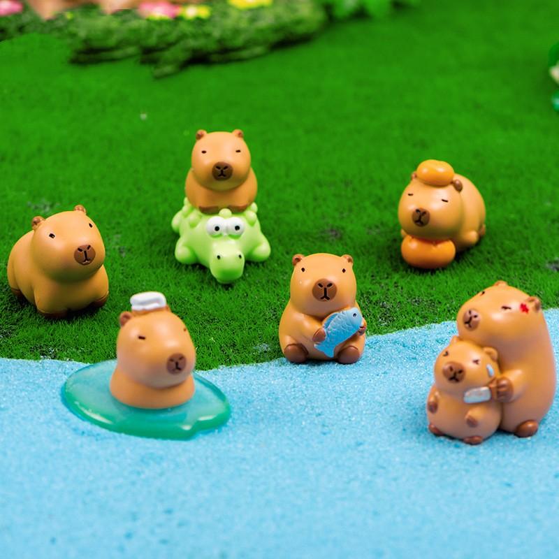 8pcs/Set Capybara Figurine Animals Model Mini Kapibare Action Figures Toy Home Decoration Kids Gift