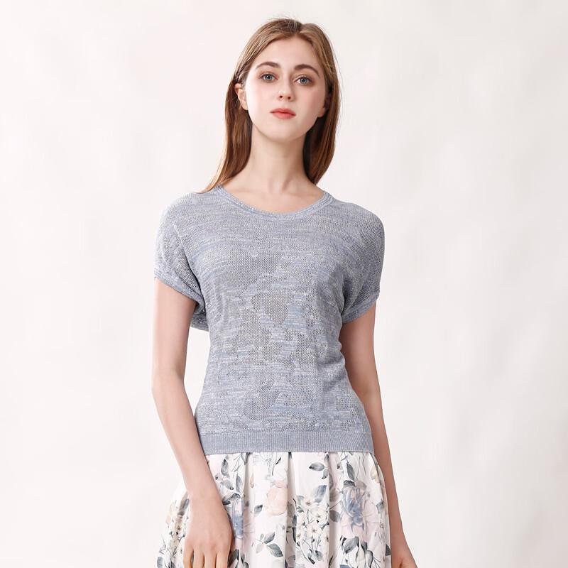 Anlom Women's Thin Round Neck Short Sleeve Knit Top