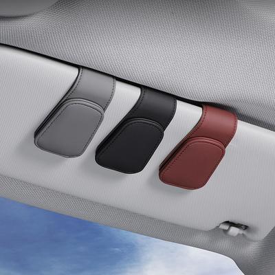 Universal carro auto óculos de sol viseira caixa óculos clipe cartão titular do bilhete suporte fixador caneta caso óculos acessórios do carro