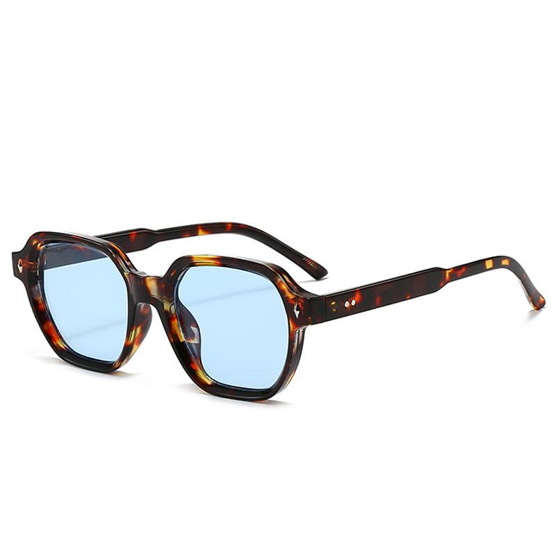  New Fashion Square Women Sunglasses Retro Trending Orange Leopard Rivets Candy Color Sun Glasses Shades UV400