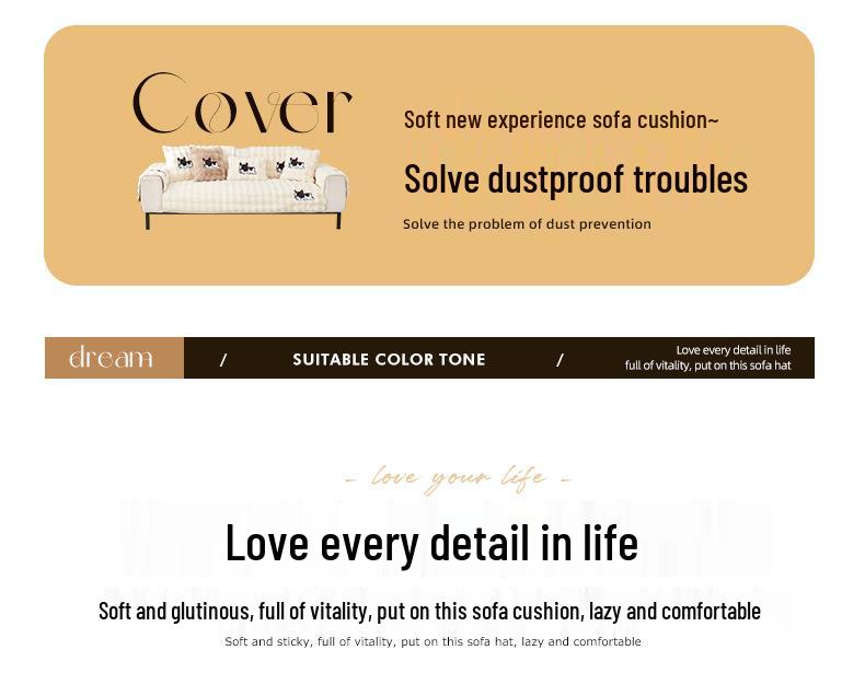 Large Rabbit Fur Plush Sofa Cushion - Winter 2025 Fleece Lined, Thickened, Non-Slip Leather Cover