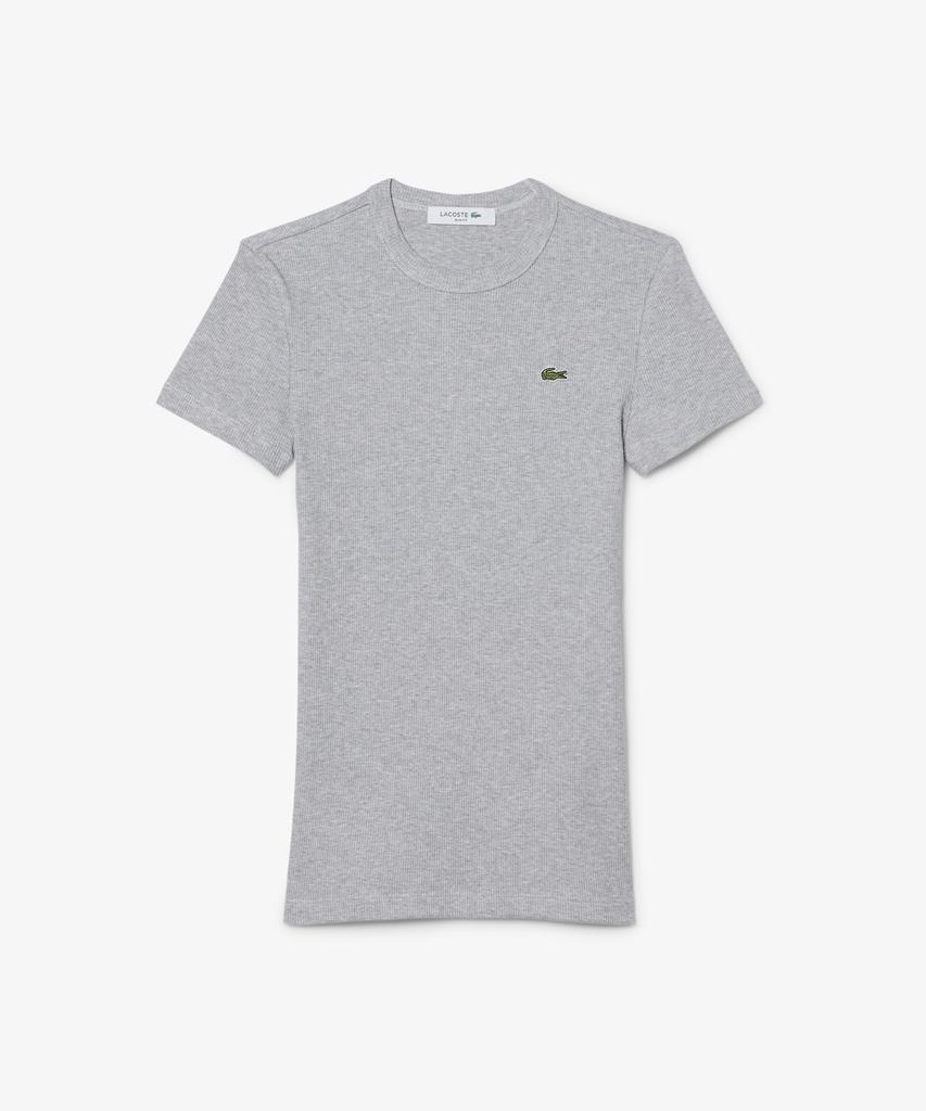 LACOSTE Women'S Slim Fit Rib Knit Short Sleeve T-Shirt Tf5538-56G Cca