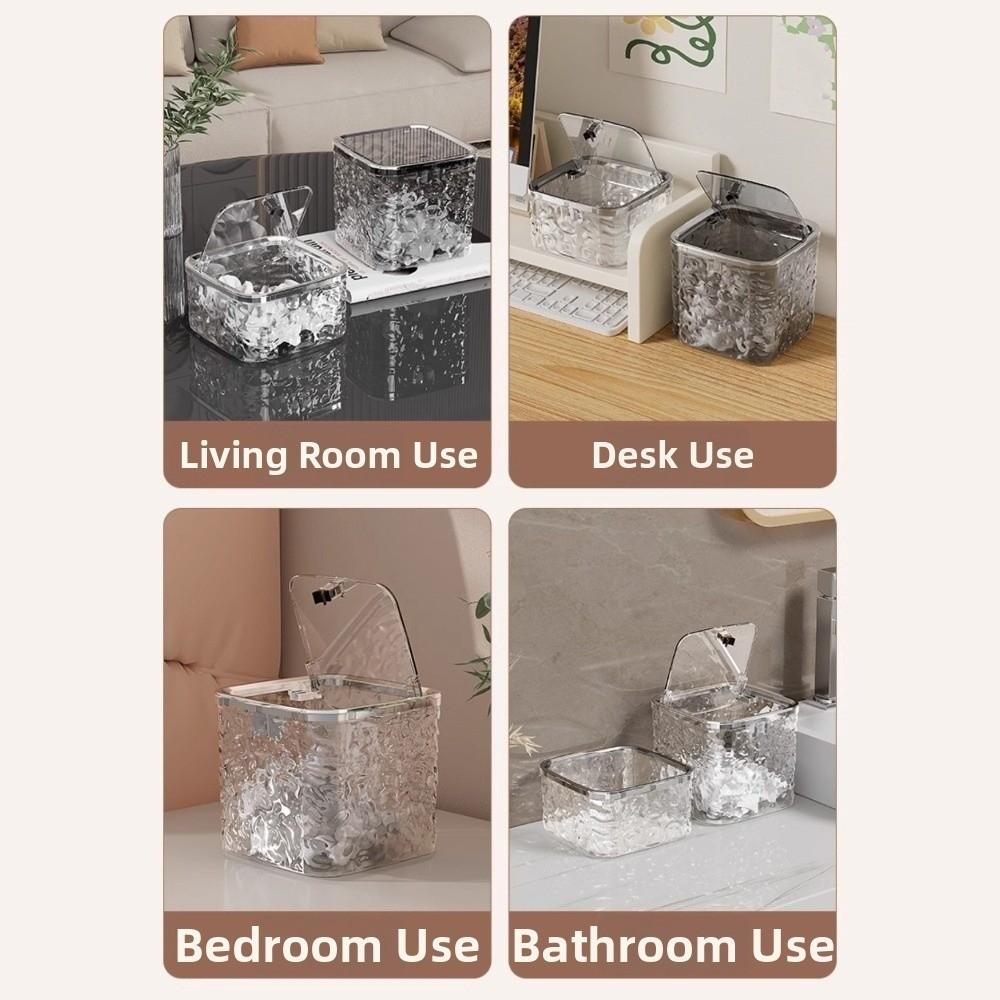 Water Ripple Laundry Pods Container Waterproof Large Capacity Clear Storage Box Multipurpose Pop-Up Lid Desktop Trash Can