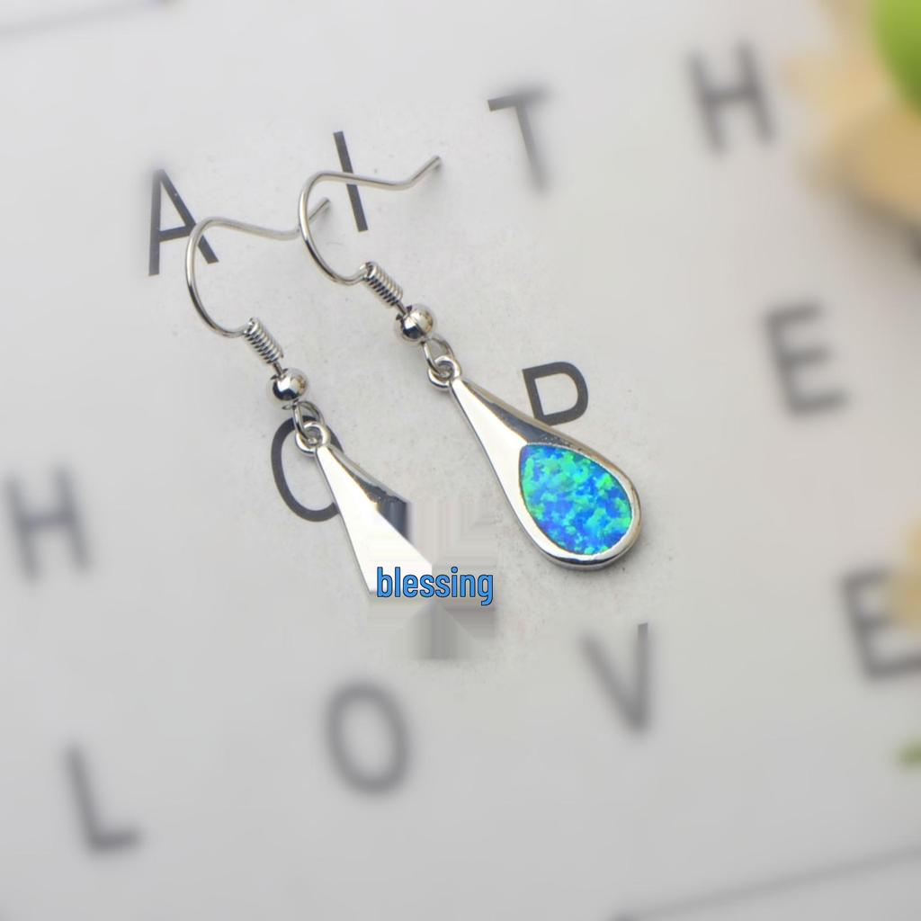 Hawaiian Ocean-Style Opal Teardrop Earrings