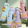 1PC Sunset Beach Vacation Text Layout 750ml Color Plastic Water Bottle Leakproof Flip Straw Lid For Sports Office Home Use