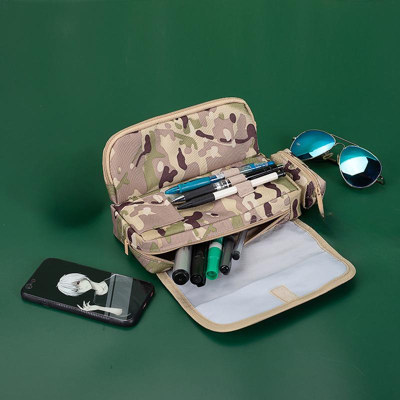 1 Piece Student Pencil Case for Boy Camouflage Soldier Style Pencil Pouch High Capacity Stationery Storage Bag School Supplies