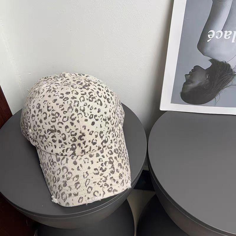 Level 4 Casual Leopard Print Baseball Cap for Women Niche Style Travel Brushed and Distressed Casualeasiest for Match Duck Tongue Hat To Show
