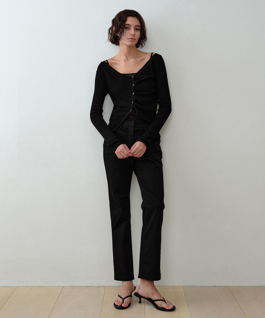 Simeteuligpeosenteu Slim-Leg Cotton Pants / Black