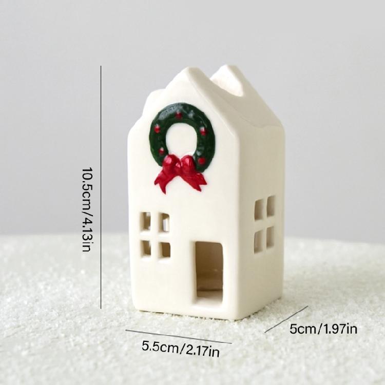 Feiertags-Keramikhaus-Dekorationen Batteriebetriebene Kerzenhalter Weihnachtsdorf Saisonales Geschenk Bereit für die Feiertagspräsentation