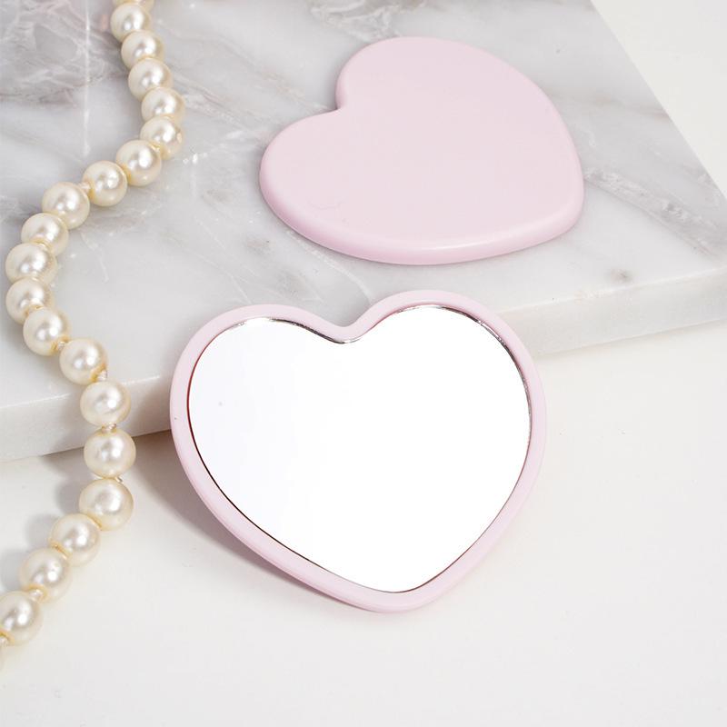 Minimalist Heart-Shaped Pocket Vanity Mirror - Portable Handheld Makeup Mirror for Dorm and Travel