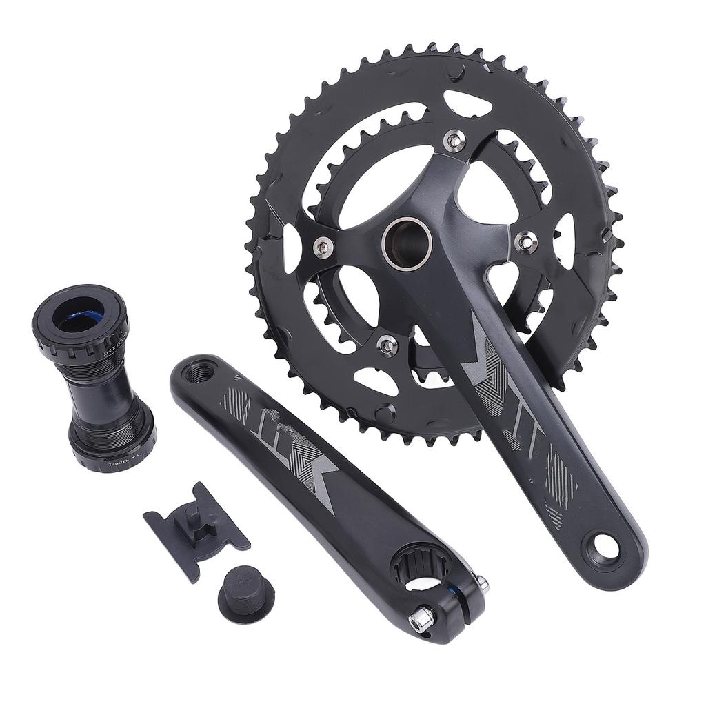 Cycle Crankset with 50T to 34T Chainring Aluminum Alloy Hollow Integrated Cycle Crank Arm Set for 9 Speed to 12 Speed