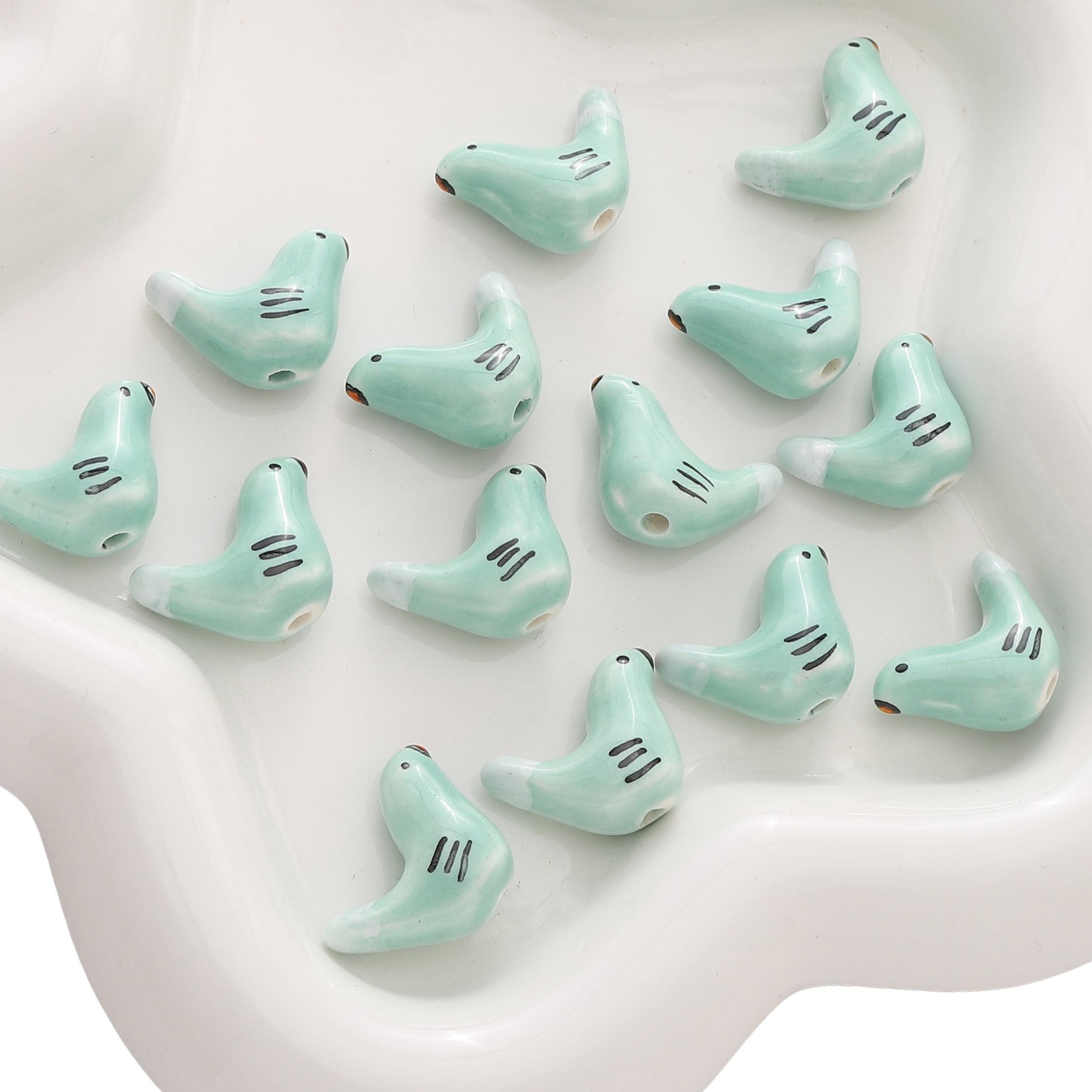 

20x14 мм голубь керамическая расписанная вручную бусина для самостоятельного изготовления браслетов ожерелий ювелирных изделий Yellow green tail