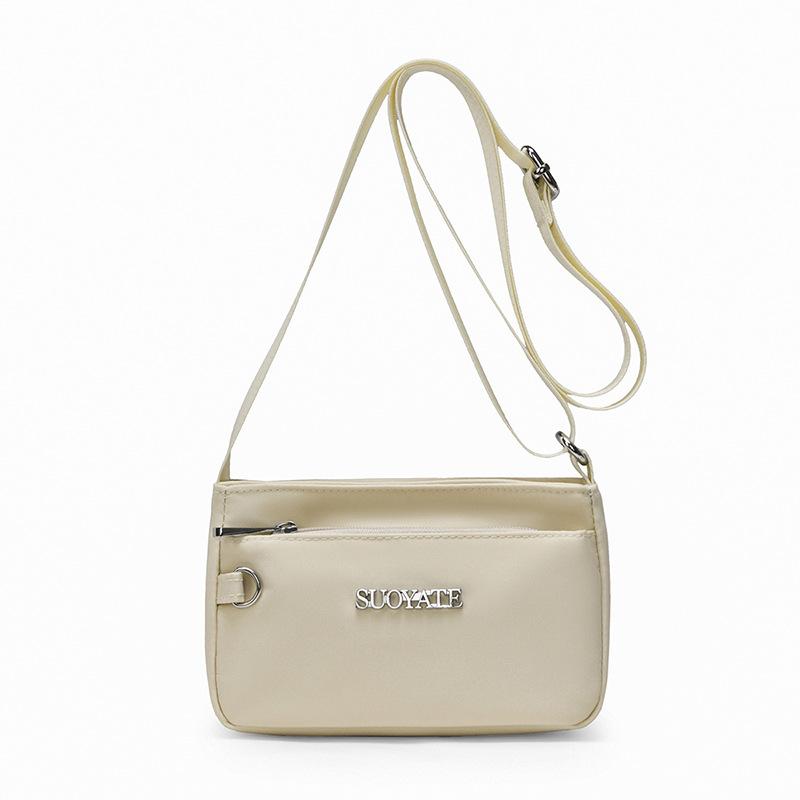 

Women s Multi-Layer Bag Large Capacity Mother Bag Nylon Crossbody Bag Solid Color Underarm Shoulder Bag білий