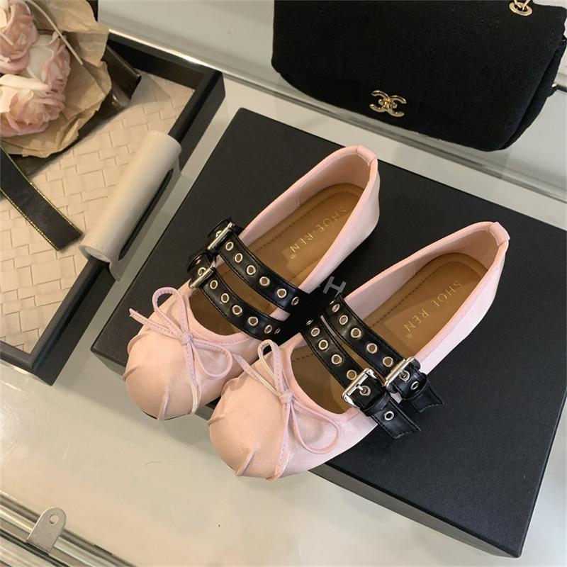 

Французские туфли Мэри Джейн на плоской подошве с круглым носком и бантом, женские, 2025 год, новые, универсальные, с темпераментом, розовые вечерние туфли 39 розовый