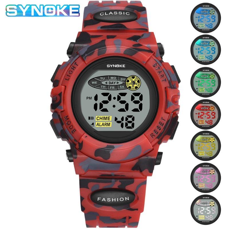 Top brand new personalized camouflage sports watch colorful luminous student multi-function electronic watch