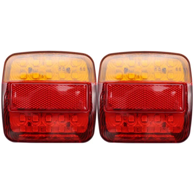 

Пара 12 В 26 светодиодных задних фонарей для прицепа, левый и правый задний фонарь, тормозной стоп-сигнал для грузовика, указатель поворота, лампа номерного знака для лодки, автофургона, автомобиля, фургона