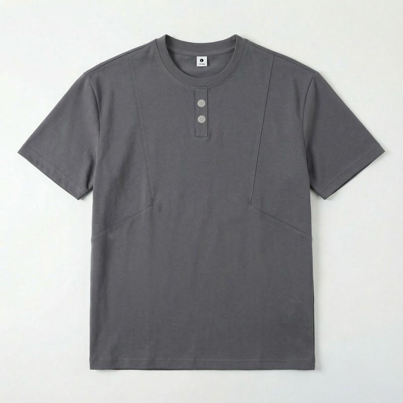 

Roman Silk Double-Sided Loose Fit Button T-Shirt, Short-Sleeved, Trendy Style (230g, HS-7713) XL