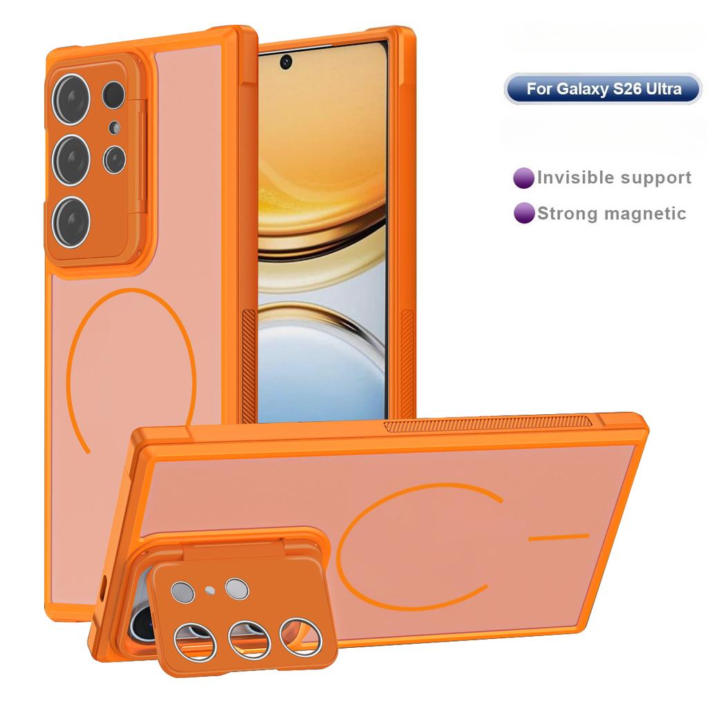 For Magsafe Magnetic Shockproof Phone Case for Samsung Galaxy S26 Ultra S25 Edge S24 Plus S23 FE Bracket Lens Protection Cover