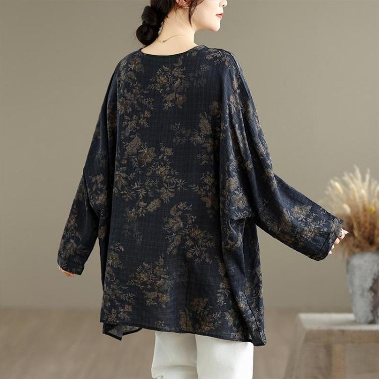 New Autumn Plus Size T Shirt Women Oversize Loose Casual O Neck Tops Tees Floral Print Shirts