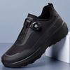 Men's Trendy Black Non-Slip Rotating Buckle Casual Sport Shoes for Spring Outdoor and Commuting