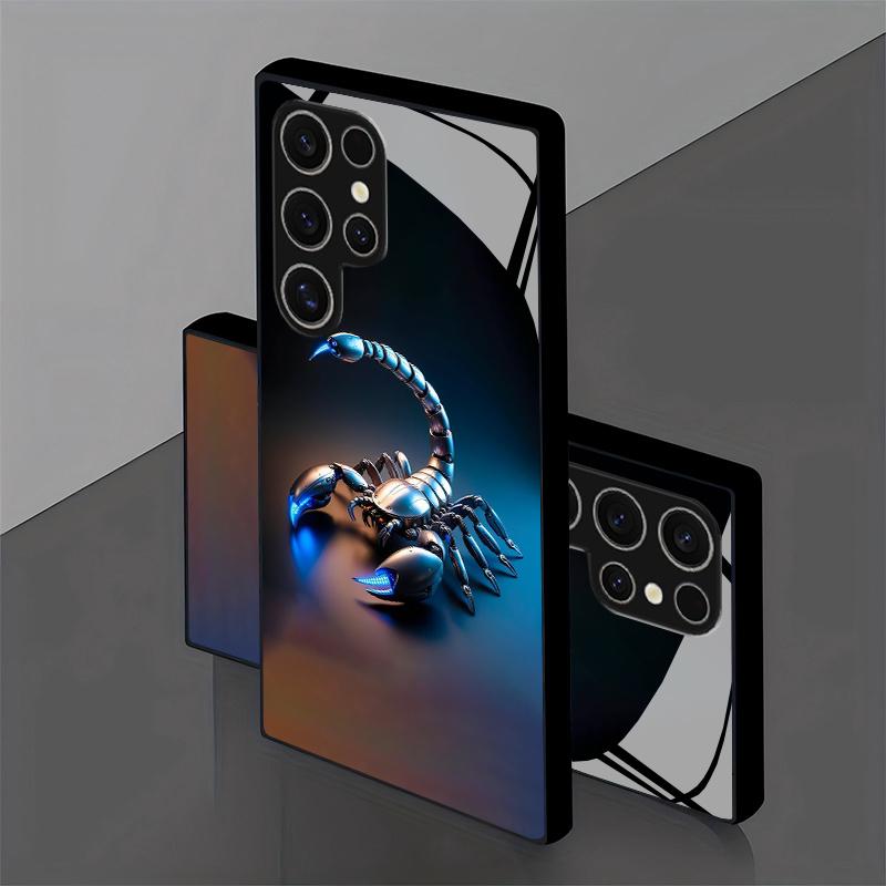 Mekanik Mavi Işık Akrep Desenli 2D Telefon Kılıfı Samsung S26 S25 S24 S23 S22 S21 S20 A55 için Temperli Cam Koruyucu Kapak
