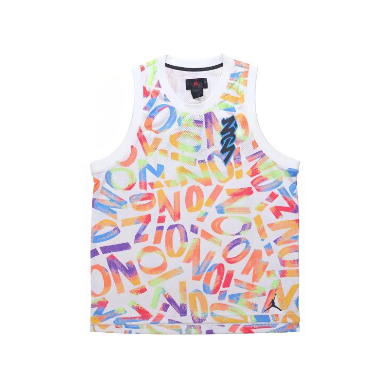 

Jordan Dri-Fit Zion Баскетбольная сетка Дышащая Быстросохнущая Майка Мужские Топы Многоцветный DH0595-100 L