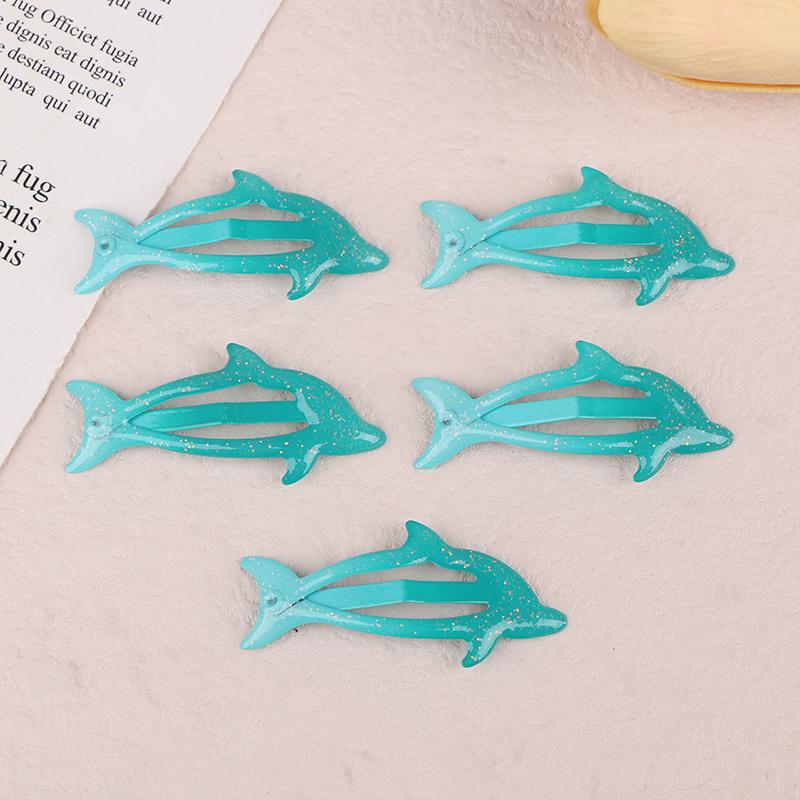 5Pcs Colorful Glitter Dolphin Bb Hair Side Clips Barrettes For Girls Women Child Holiday Party Gift Hair Accessories Headwear