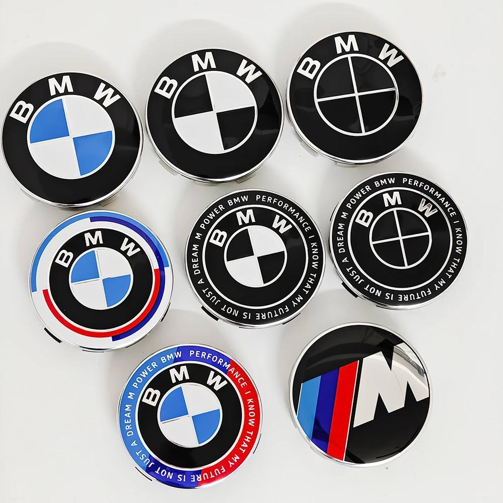 4pcs For BMW 50th E90 E60 F10 F20 G20 G30 E53 E85 E70 56mm 68mm Blue White Car Hub Cap Wheel Center Cap Emblem Badge Accessories YB4