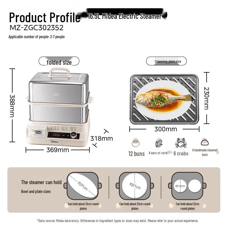 Midea 16.5L Double-Layer Electric Steamer