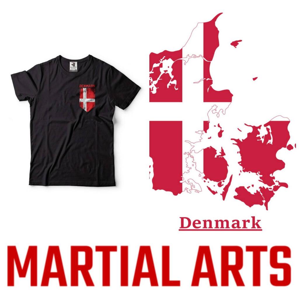 Denmark Danish Flag MMA Kick Boxing UFC Muay Thai T-Shirt Graphic Retro Vintage 3D Print Men Women Unisex Short Sleeve Round Neck