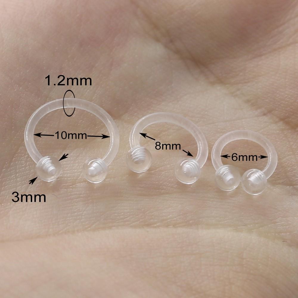 Transparent Soft Rod C-Ring: Nose, Lip, Nipple, and Cartilage Piercing Jewelry.