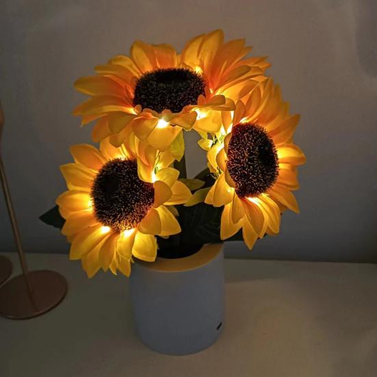 LED Sunflower Lamp USB Powered Table Lamp Decorative Sunflower Night Light Valentine's Day Gifts for Women Mom Wife Girlfriend