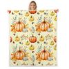Boys Thanksgiving Gnome Throw Blanket Fall Maple Leaf Flannel Blanket,Pumpkin Farm Harvest Fleece Blanket Rustic Farmhouse Decor