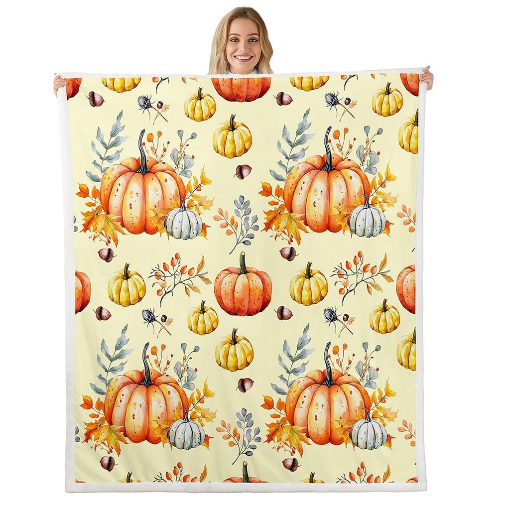 Boys Thanksgiving Gnome Throw Blanket Fall Maple Leaf Flannel Blanket,Pumpkin Farm Harvest Fleece Blanket Rustic Farmhouse Decor
