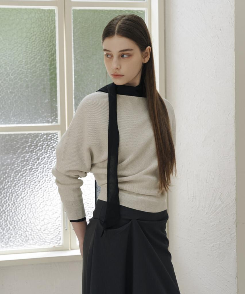 A-MA May Wool Asymmetrical Knit_3 Colors