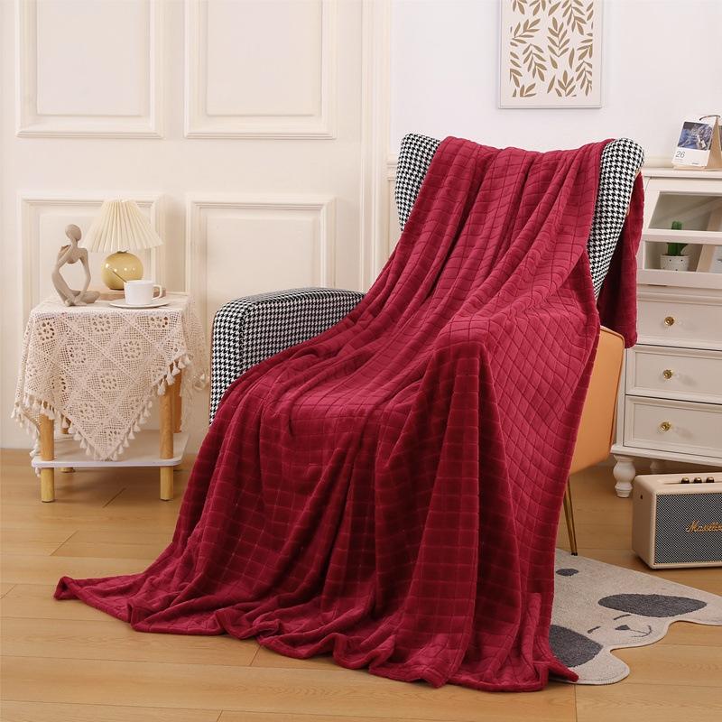 New Flannel Jacquard Blanket Plaid Series Cover Blanket Plain Velvet Blanket
